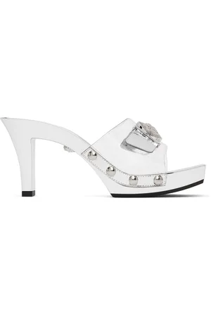VERSACE Silver Medusa Buckle Transparent 60mm Heeled Sandals