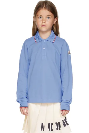 Moncler Kids Blue Tricolor Polo
