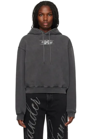 Alexander Wang Gray Blade Logo-Embossed Hoodie