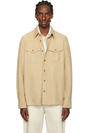 Ralph Lauren Beige Lambskin Suede Overshirt