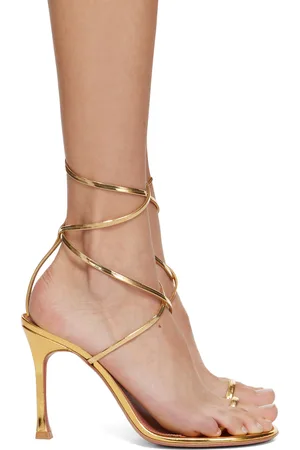 Amina Muaddi Henson Thong Lace Up Heeled Sandals