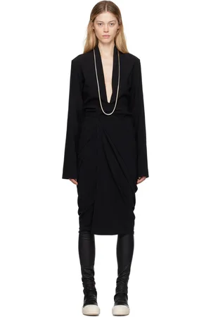 Rick Owens Black Porterville Wrap Midi Dress