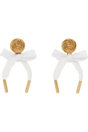 Moschino Gold & White Bow Earrings