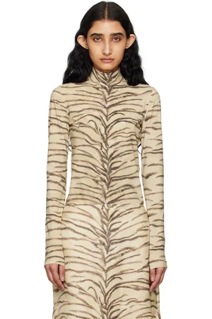 Stella McCartney Beige Tiger Print Turtleneck