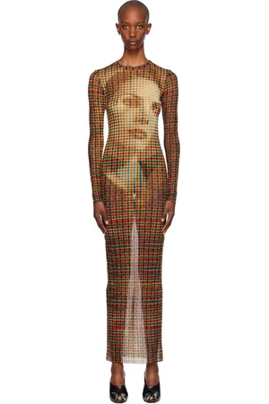 Jean Paul Gaultier Multicolor Tartan Face Maxi Dress