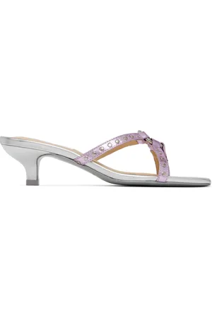 SANDY LIANG Silver & Pink Spy Kitten Heeled Sandals