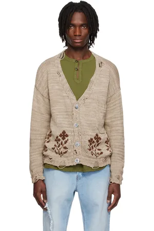 Kartik Research Beige Distressed Cardigan