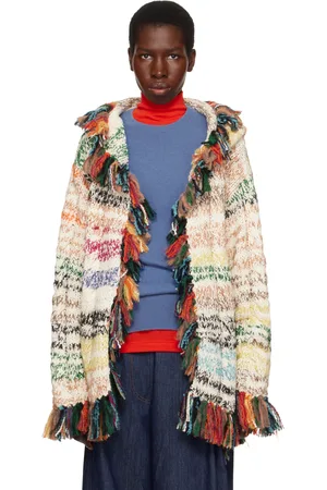 THE ELDER STATESMAN Multicolor Run Ragged Cardigan