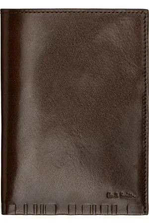Paul Smith Brown Leather Shadow Stripe Passport Holder