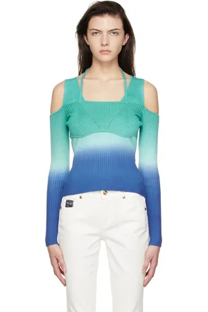 VERSACE Blue Cotton Sweater