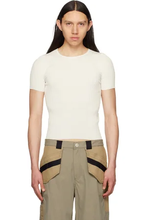 DION LEE White Gradient Rib T-Shirt