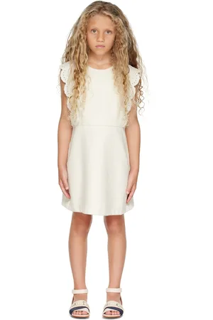 Chloé Kids Off-White Embroidered Dress