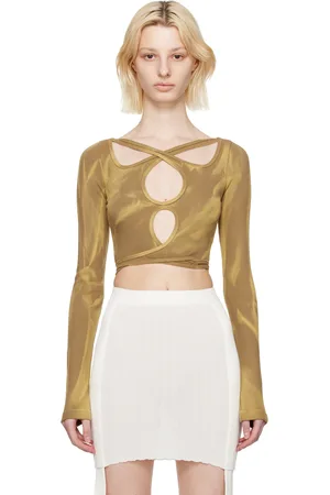 DION LEE Khaki Interlink Long Sleeve T-Shirt