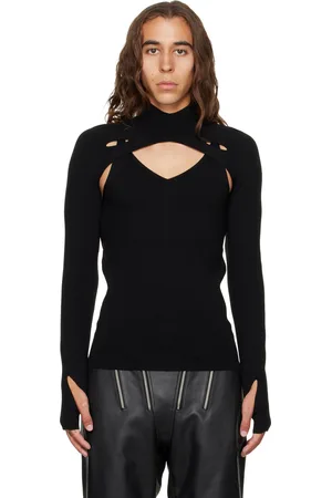 DION LEE Black Double Lock Slit Skivvy Turtleneck