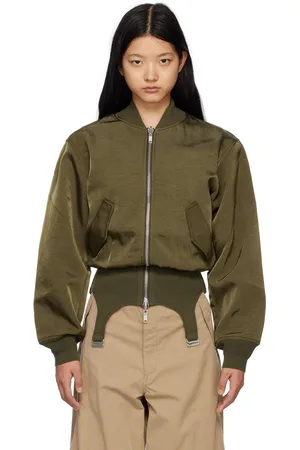 DION LEE Khaki Convertible Rib Reversible Bomber Jacket