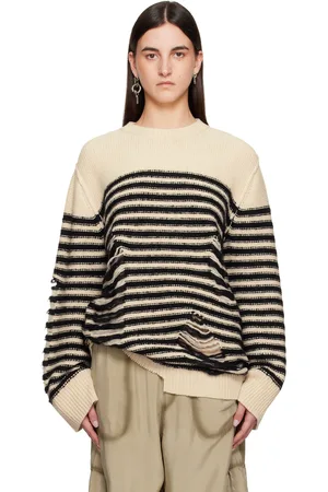 Acne Studios Off-White & Black Striped Knit Sweater