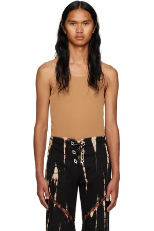 DION LEE Tan Bichrome Tank Top
