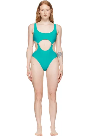 FLEUR DU MAL Blue Suspender One-Piece Swimsuit