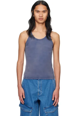 DION LEE Blue Sprayed Rivet Tank Top