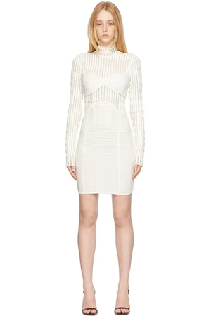 Hervé Léger White Shadow Stripe Dress