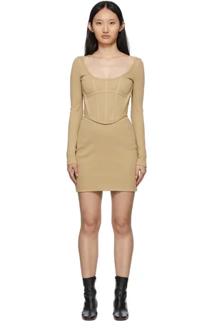 DION LEE SSENSE Exclusive Tan Rib Corset Mini Dress