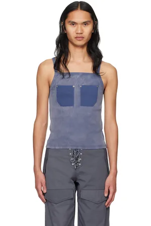 DION LEE Blue Rivet Pocket Tank Top