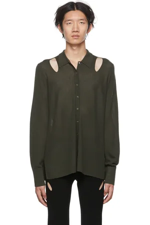 DION LEE Khaki Cutout Cardigan