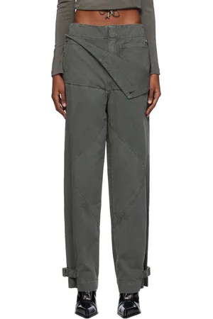 DION LEE Gray Belted Shell Trousers