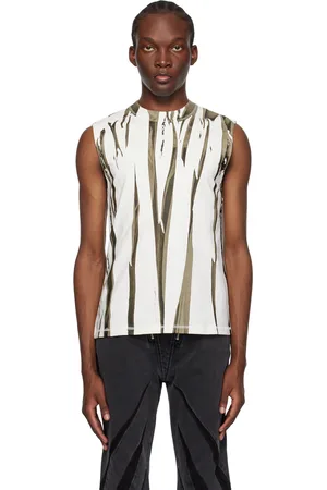 DION LEE White & Khaki Fang Tank Top