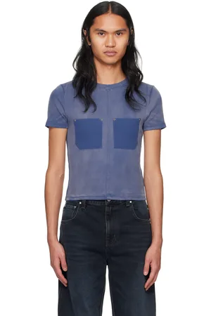 DION LEE Blue Sprayed Shrunken Rivet T-Shirt