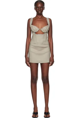 DION LEE Beige Zip Underwire Minidress