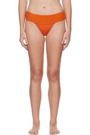 FLEUR DU MAL Orange Smocked Bikini Bottoms