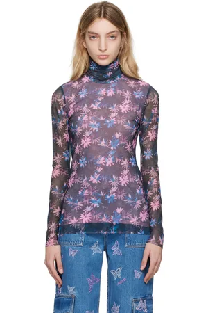 Ganni Black Printed Turtleneck