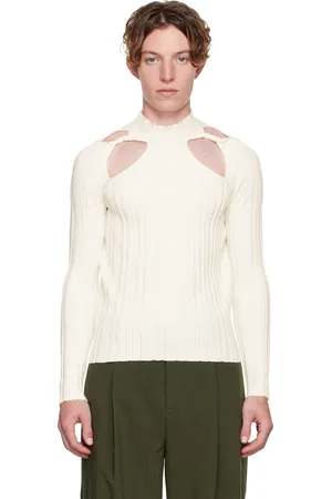 DION LEE SSENSE Exclusive White Collarbone Skivvy Sweater