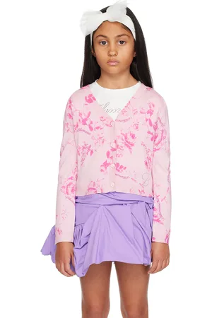 MISS BLUMARINE Kids Pink Floral Cardigan