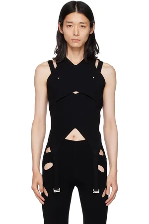 DION LEE SSENSE Exclusive Black Lock Slit Tank Top