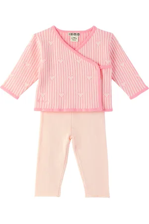 BONTON Baby Pink Elo Cardigan & Leggings Set