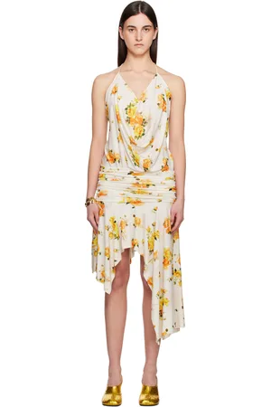 Acne Studios White & Orange Strap Midi Dress