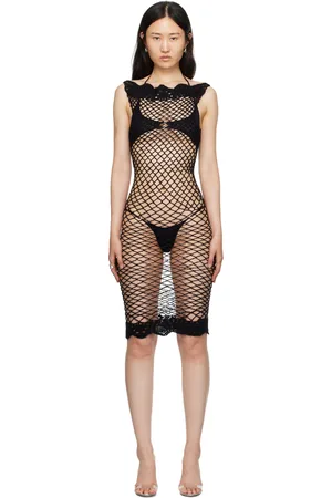 RUI Black Net Midi Dress