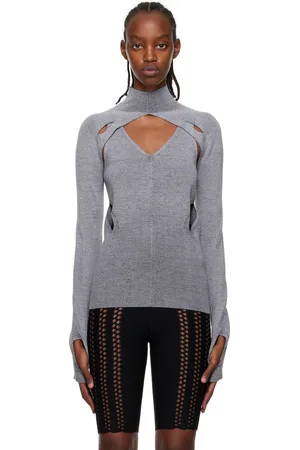 DION LEE Gray Skivvy Turtleneck & Tank Top Set