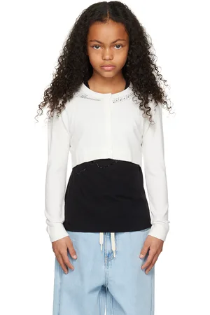 MISS BLUMARINE Kids White Maglia Aperta Cardigan