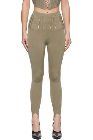 DION LEE Khaki Double Stirrup Leggings