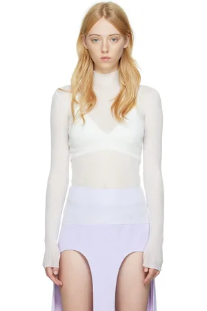 DION LEE Off-White Rib Long-Sleeve T-Shirt