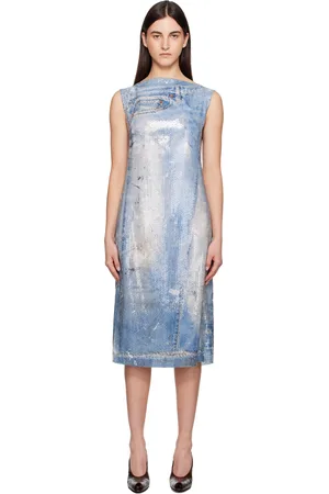 Acne Studios Blue Printed Sequin Midi Dress