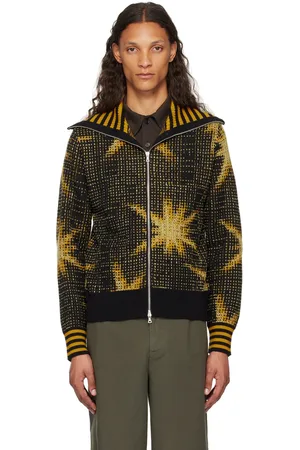 DRIES VAN NOTEN Black & Yellow Zip Sweater