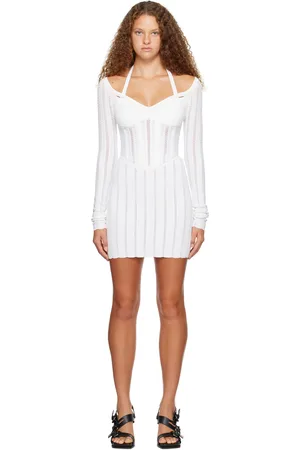 DION LEE White Snakeskin Column Minidress