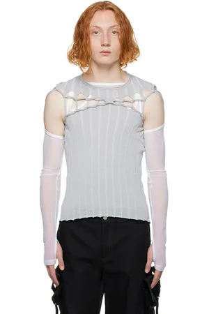 DION LEE Gray X Braid Tank Top