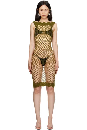 RUI Khaki Net Midi Dress