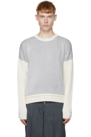 CALVINLUO White & Gray Stripe Sweater