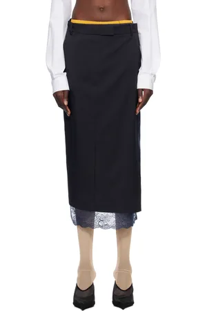pushBUTTON Lace Trim Midi Skirt